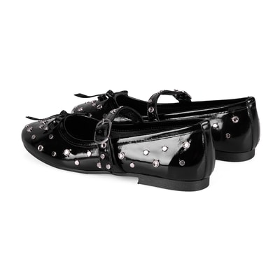 Kadın Siyah Mary Jane Deri Babet