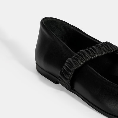 Kadın Siyah Mary Jane Deri Babet