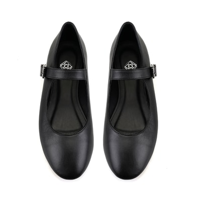 Kadın Siyah Mary Jane Deri Babet
