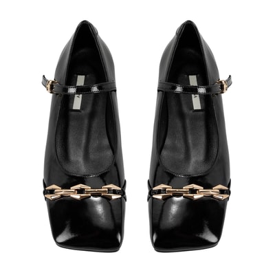 Kadın Siyah Mary Jane Deri Babet