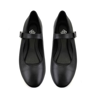 Kadın Siyah Mary Jane Deri Babet