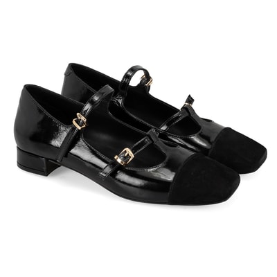 Kadın Siyah Mary Jane Rugan Babet