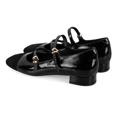 Kadın Siyah Mary Jane Rugan Babet