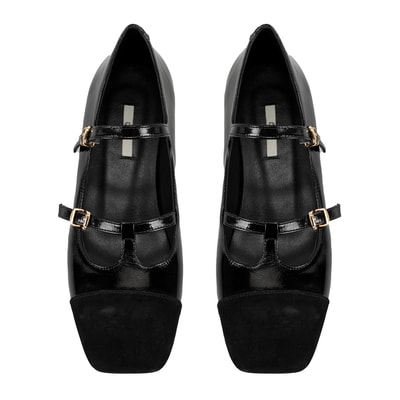 Kadın Siyah Mary Jane Rugan Babet