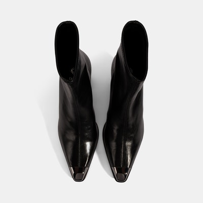 Kadın Siyah Metal Burun Detaylı Topuklu Stretch Bot