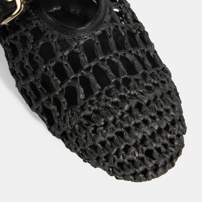 Kadın Siyah Metal Toka Aksesuarlı Örgü Babet