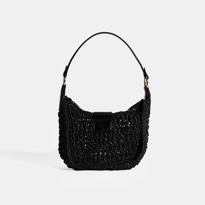 Kadın Siyah Monogram Logolu Omuz Çantası 