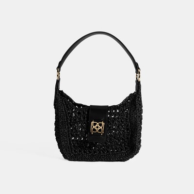 Kadın Siyah Monogram Logolu Omuz Çantası 