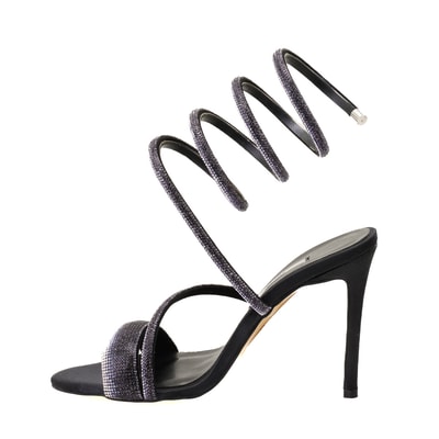 Kadın Siyah Parlak Taş Detaylı Abiye Topuklu Ayakkabı