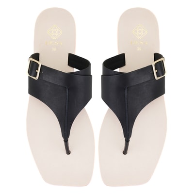 Kadın Siyah Parmak Arası Deri Terlik