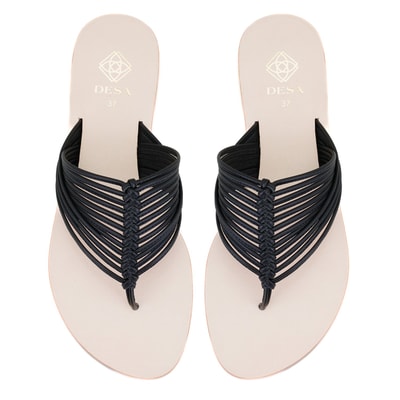 Kadın Siyah Parmak Arası Deri Terlik