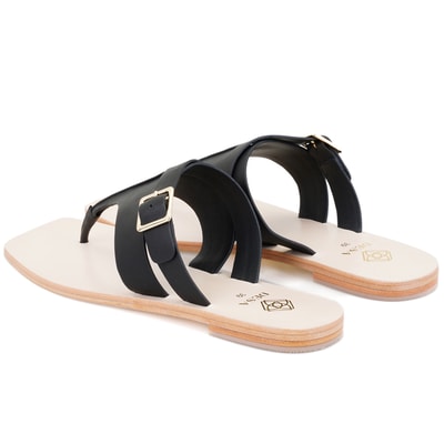 Kadın Siyah Parmak Arası Deri Terlik