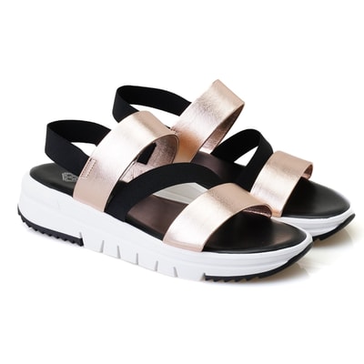 Kadın Siyah Platform Tabanlı Deri Sandalet