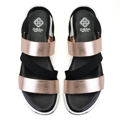 Kadın Siyah Platform Tabanlı Deri Sandalet