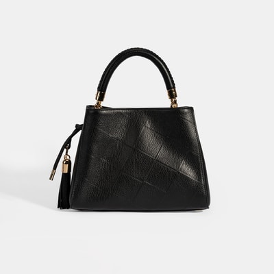 Kadın Siyah Püskül Aksesuarlı Deri El Çantası