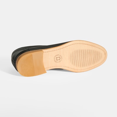 Kadın Siyah Püskül Detaylı Deri Loafer