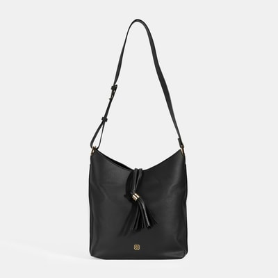 Kadın Siyah Püskül Detaylı Omuz Çantası