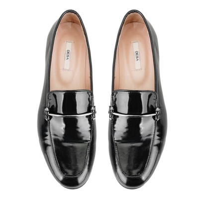 Kadın Siyah Rugan Deri Loafer