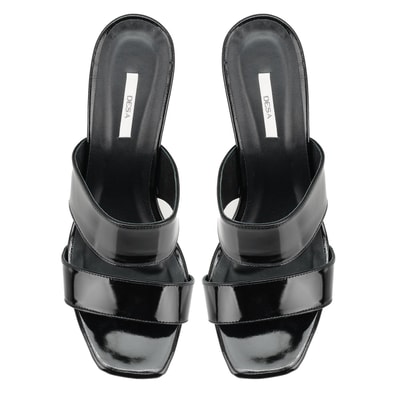 Kadın Siyah Rugan Deri Platformlu Terlik