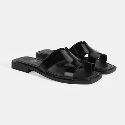 Kadın Siyah Rugan Terlik