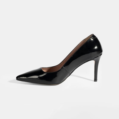 Kadın Siyah Rugan Topuklu Ayakkabı