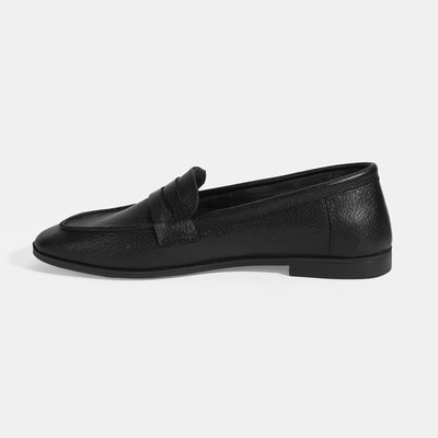 Kadın Siyah Slip-On Deri Loafer