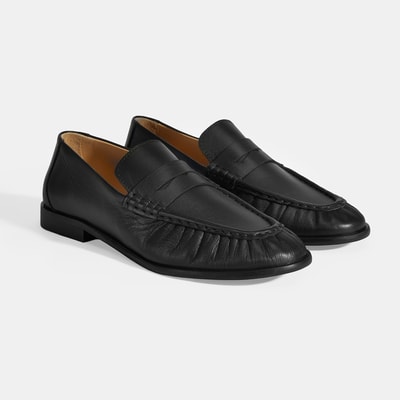 Kadın Siyah Slip-On Deri Loafer