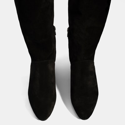 Kadın Siyah Süet Deri Çizme