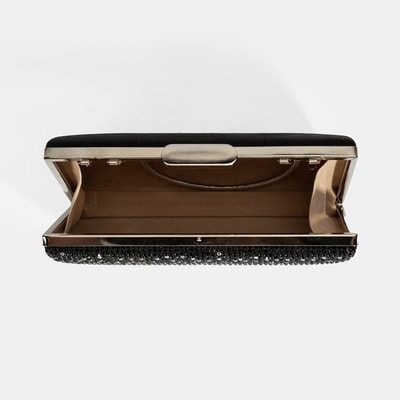 Kadın Siyah Taş Detaylı Gece El Çantası