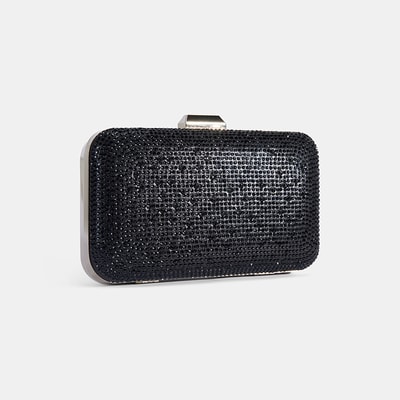 Kadın Siyah Taş Detaylı Portföy Gece Çantası