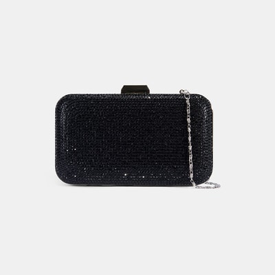 Kadın Siyah Taş Detaylı Portföy Gece Çantası