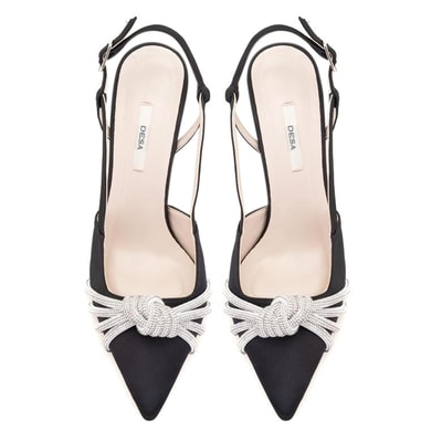 Kadın Siyah Taşlı Saten Abiye Ayakkabı