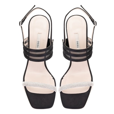 Kadın Siyah Taşlı Saten Abiye Ayakkabı