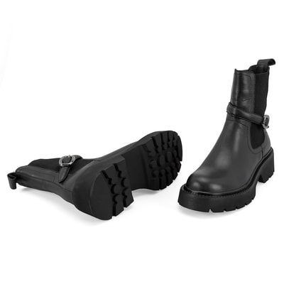 Kadın Siyah Toka Aksesuarlı Bot