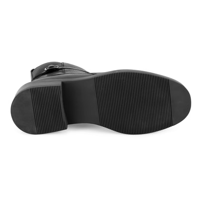 Kadın Siyah Toka Aksesuarlı Deri Bot