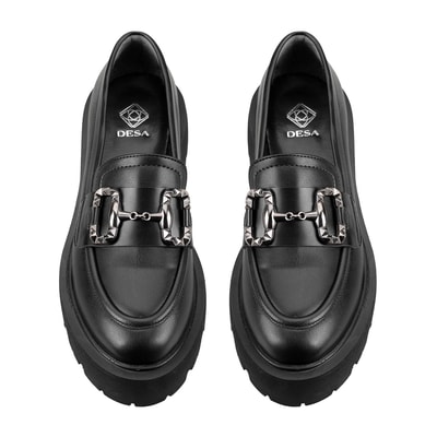 Kadın Siyah Toka Detaylı Loafer