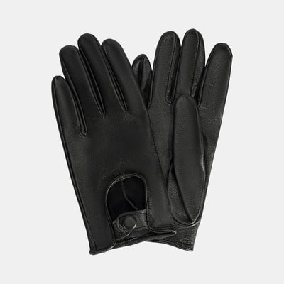 Kadın Siyah Tokalı Deri Eldiven