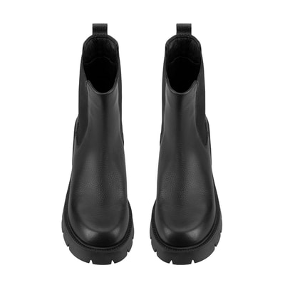 Kadın Siyah Topuklu Deri Bot