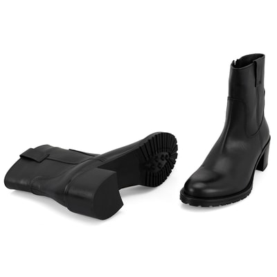 Kadın Siyah Topuklu Deri Bot