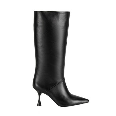 Kadın Siyah Topuklu Deri Çizme