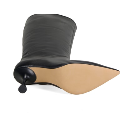 Kadın Siyah Topuklu Deri Çizme