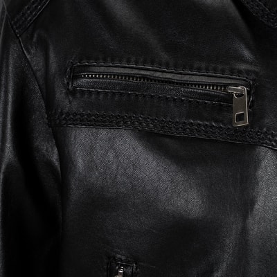 Kadın Siyah Yakalı Deri Bomber Ceket