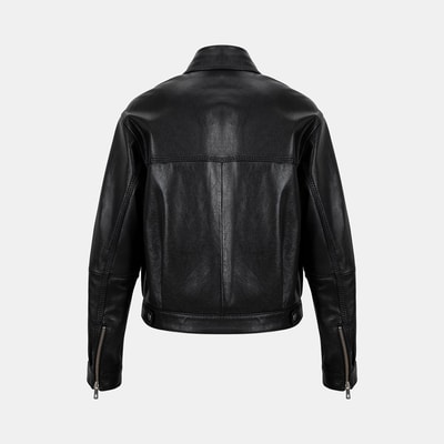 Kadın Siyah Yakalı Deri Bomber Ceket