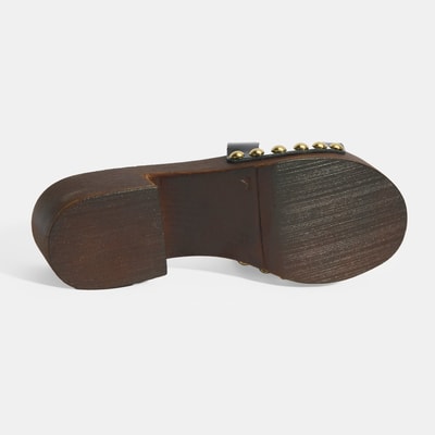 Kadın Siyah Zımba Detaylı Topuklu Terlik