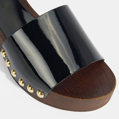 Kadın Siyah Zımba Detaylı Topuklu Terlik