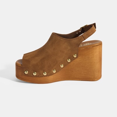 Kadın Taba Ayarlanabilir Toka Detaylı Süet Dolgu Topuklu Sandalet