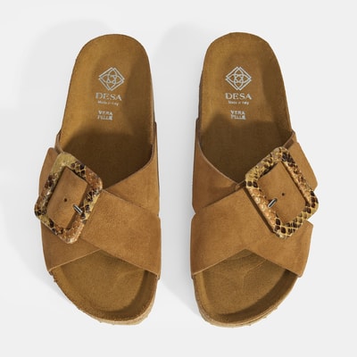 Kadın Taba Ayarlanabilir Toka Detaylı Süet Terlik