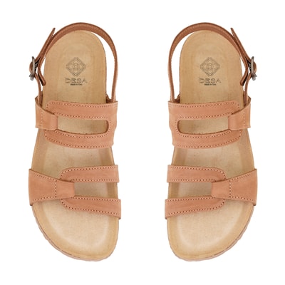 Kadın Taba Ayarlanabilir Tokalı Nubuk Deri Sandalet