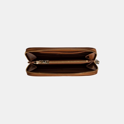 Kadın Taba Deri Fermuarlı Cüzdan