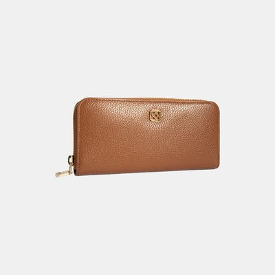 Kadın Taba Deri Fermuarlı Cüzdan